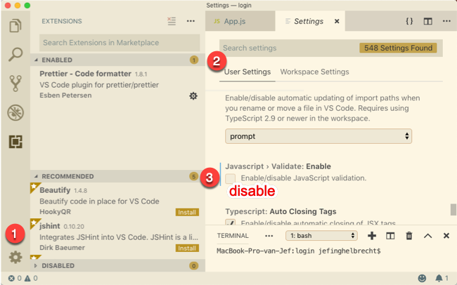 vc - disable JavaScript validate